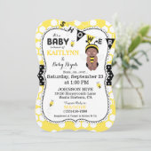 Invitation Bee Honeypeb Polka Dot Imprimer Baby shower Invita (Debout devant)