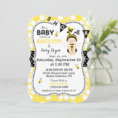 Invitation Bee Honeypeb Polka Dot Imprimer Baby shower Invita (Debout devant)