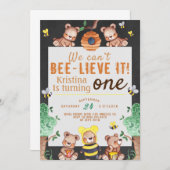 Invitation Bee lieve It Honey Bear Anniversaire (Devant / Derrière)