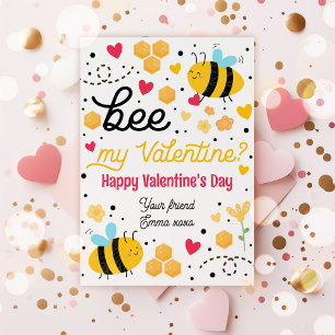 Invitation Bee My Valentine Cute Bee Valentine Classroom Card