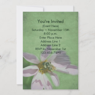 Invitation Bee On Cosmos Flower Nature Party