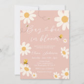 Invitation Bee Pink Daisy Cute Bay Bee Baby shower (Devant)
