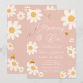 Invitation Bee Pink Daisy Retro Mommy to Bee Baby shower (Devant / Derrière)