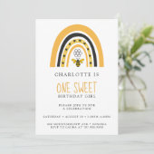 Invitation Bee Rainbow Jaune Gold Girl Anniversaire (Debout devant)
