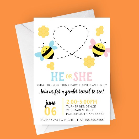 Invitation Bee Them Genre Reveal Party