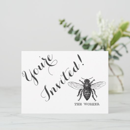 Invitation Bee Worker Honey Black Bumblebee (Debout devant)