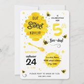 Invitation BEEday Honey Bee Yellow 5e fête d'anniversaire (Devant)