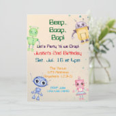 Invitation Beep Boop Bop Robot Birthday (Debout devant)