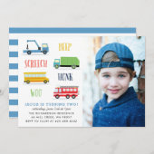 Invitation Beep Choo Vroom fête d'anniversaire Photo (Devant / Derrière)