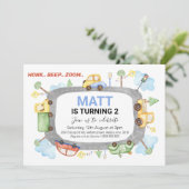 Invitation Beep de miel Zoom Transport Anniversaire Fête Invi (Debout devant)