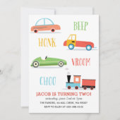 Invitation Beep Honk Chooo Fête d'anniversaire de l'enfant In (Devant)