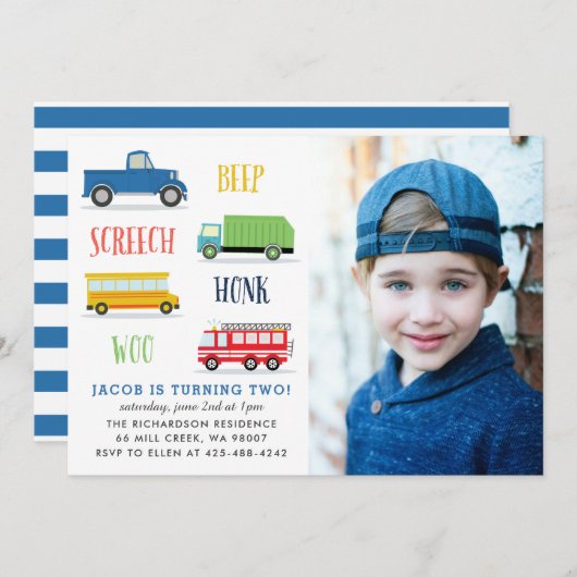 Invitation Beep honk wok photo fête d'anniversaire Photo (Devant / Derrière)