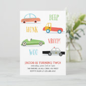 Invitation Beep Honk Woo Fête d'anniversaire de l'enfant Invi (Debout devant)