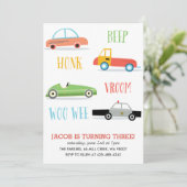 Invitation Beep Honk Woo Wee Fête d'anniversaire de l'enfant (Debout devant)