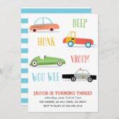 Invitation Beep Honk Woo Wee Fête d'anniversaire de l'enfant (Devant / Derrière)