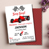Invitation Béep moderne bip rouge course sport voiture 2e ann