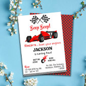 Invitation Béep moderne bip rouge course sport voiture 4 anni