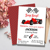 Invitation Béep moderne bip rouge course voiture sport 3e ann