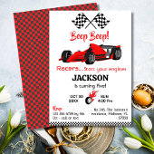 Invitation Béep moderne bip rouge course voiture sport 5e ann