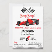 Invitation Béep moderne bip rouge course voiture sport 7e ann (Devant)