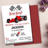 Invitation Béep moderne bip rouge course voiture sport 8e ann