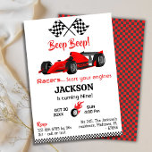 Invitation Béep moderne bip rouge course voiture sport 9e ann