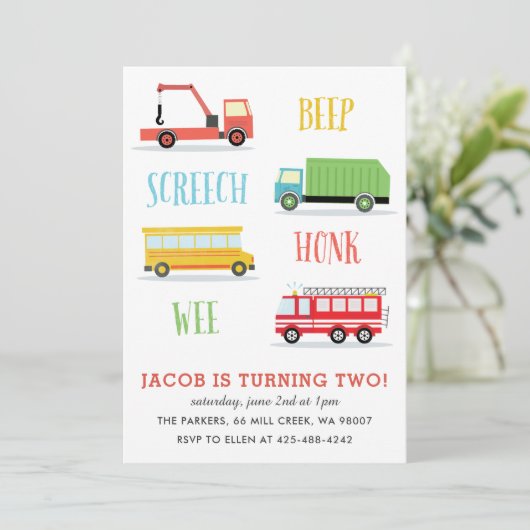 Invitation Beep Screech Wee Fête d'anniversaire de l'enfant I (Debout devant)