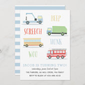 Invitation Beep Screech Woo Kid's anniversaire Party_Mist (Devant / Derrière)