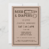 Invitation Beer and Diapers Men's Baby Shower Diaper Party  (Devant)