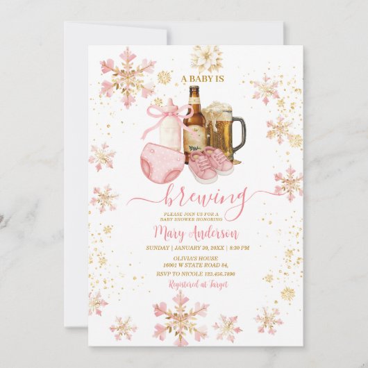 Invitation Beer and Milk Bottle Baby Is Brewing Baby Shower (Devant)