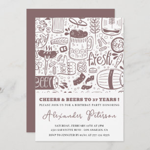 Invitation Beer Men Vintage Rustic Drinks 37e anniversaire