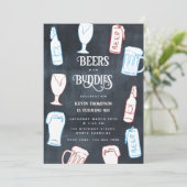 Invitation Beers Rustic Hand Drawn Funny Beer Birthday (Debout devant)
