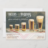 Invitation Beers Rustic Watercolor Beers Buddies Birthday (Devant)