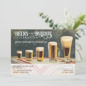 Invitation Beers Rustic Watercolor Beers Buddies Birthday (Debout devant)