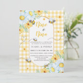 Invitation Bees & Fleurs blanches En vichy espagnol Genre Rev (Debout devant)