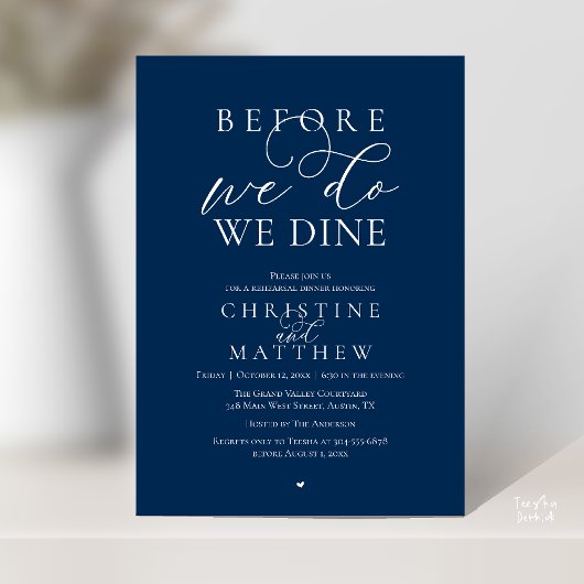 Invitation Before we do, we dine, Classy Rehearsal Dinner