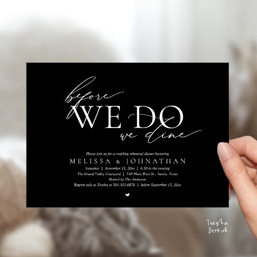 Invitation Before We Do, We Dine, Wedding Rehearsal Dinner