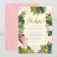 Beige | Aloha Hawaii Tropical Gold Birthday Party