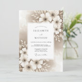Invitation Beige Artistic Floral Flourish Wedding (Debout devant)