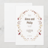 Invitation Beige blanc élégant Mariage de automne (Devant / Derrière)