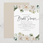 Invitation Beige blanc Floral Hiver Fête des mariées de verdu (Devant / Derrière)