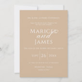 Invitation Beige & Blanc Simple Moderne Mariage élégant (Devant)