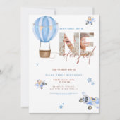 Invitation Beige Bleu chaud Air Ballon Onederday 1er annivers (Devant)