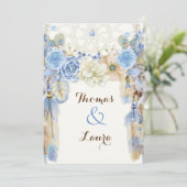 Invitation Beige bleu d'aquarelle rêveuse tribale de receveur (Debout devant)