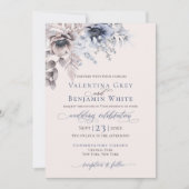 Invitation Beige bleu foncé élégant (Devant)