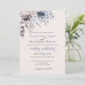 Invitation Beige bleu foncé élégant (Debout devant)