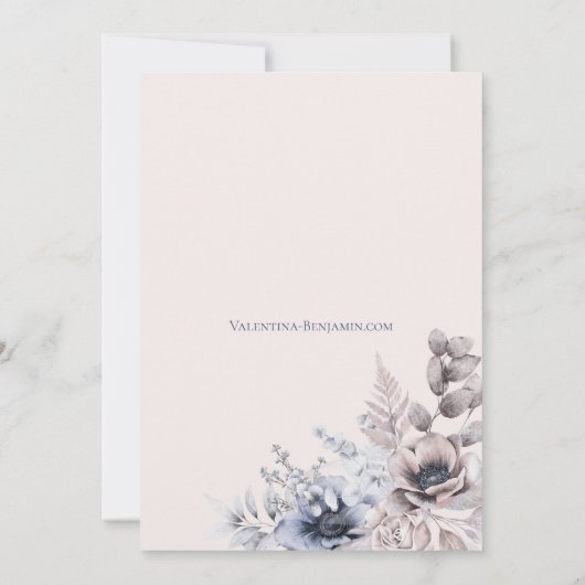 Invitation Beige bleu foncé élégant (Dos)