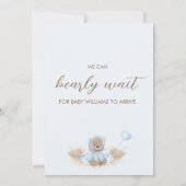 Invitation Beige Bleu On Peut Attendre Baby shower (Dos)