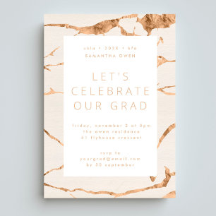 Invitation Beige Blush Photo Grad Gold Marble Parti moderne