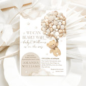 Invitation Beige Boho Bearly wait Baby shower neutre